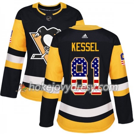 Dámské Hokejový Dres Pittsburgh Penguins Phil Kessel 81 2017-2018 USA Flag Fashion Černá Adidas Authentic